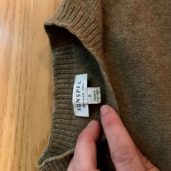 Sunspel Lambswool Crew Neck Jumper sandstone - Picture 3 of 7